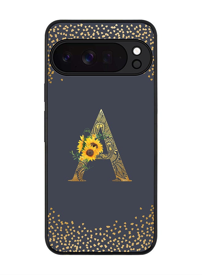 For Google Pixel 10 Pro Case,Slim fit Camera Protection, Shockproof Thin Phone cover  - Custom Floral Monogram - A  (Grey )